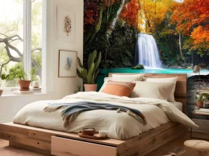Clearance Waterval in het diepe woud fotobehang Bloemen