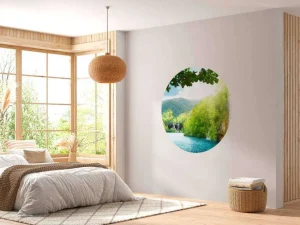 Fashion Waterval tussen de bergen fotobehang Bloemen