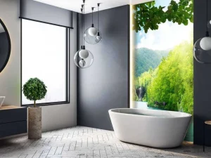 Fashion Waterval tussen de bergen fotobehang Bloemen