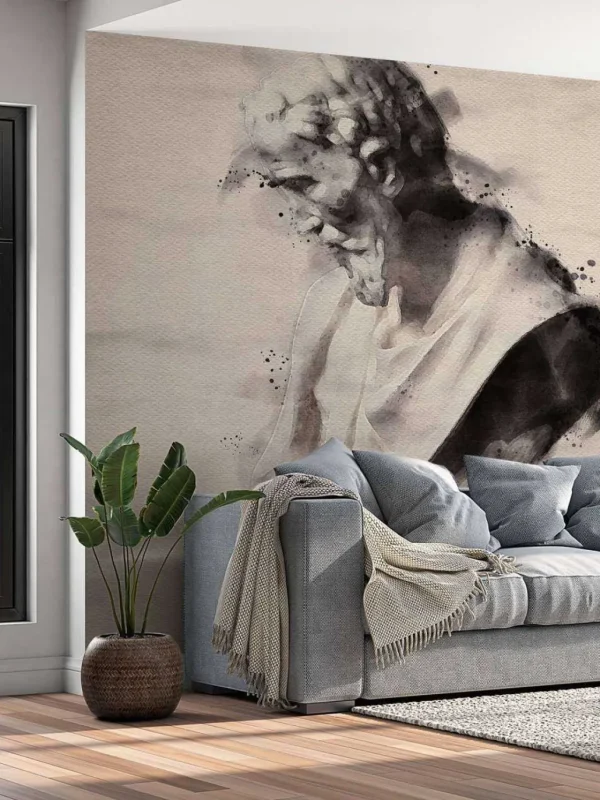 Discount Waterverfschilderij van een Griekse God fotobehang Kunst & Design
