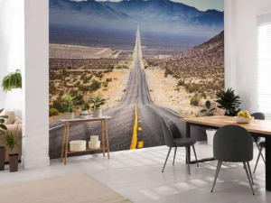 Hot Weg door een Amerikaanse woestijn fotobehang 3d