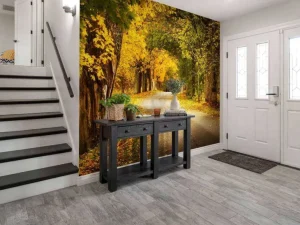 Clearance Weg met Bomen in de Herfst fotobehang Bloemen | 3d