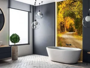 Clearance Weg met Bomen in de Herfst fotobehang Bloemen | 3d