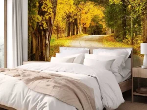Clearance Weg met Bomen in de Herfst fotobehang Bloemen | 3d