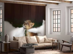 Best Welpje speelt met Zwitserse witte herders fotobehang Dieren