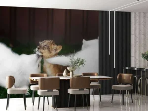 Best Welpje speelt met Zwitserse witte herders fotobehang Dieren