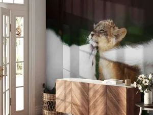 Best Welpje speelt met Zwitserse witte herders fotobehang Dieren