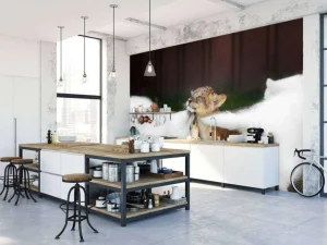 Best Welpje speelt met Zwitserse witte herders fotobehang Dieren