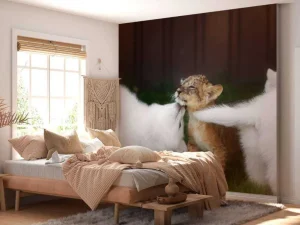 Best Welpje speelt met Zwitserse witte herders fotobehang Dieren
