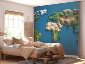 Outlet Wereldkaart in 3D fotobehang Hobbykamer | 3d