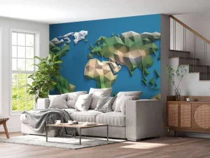 Outlet Wereldkaart in 3D fotobehang Hobbykamer | 3d