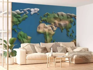 Outlet Wereldkaart in 3D fotobehang Hobbykamer | 3d