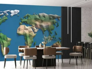 Outlet Wereldkaart in 3D fotobehang Hobbykamer | 3d