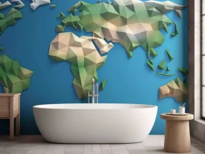 Outlet Wereldkaart in 3D fotobehang Hobbykamer | 3d