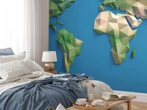 Outlet Wereldkaart in 3D fotobehang Hobbykamer | 3d