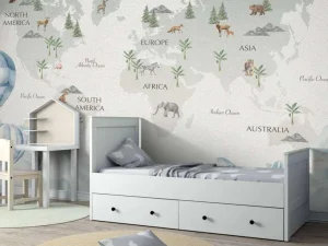 Discount Wereldkaart in lucht thema Kinderkamer