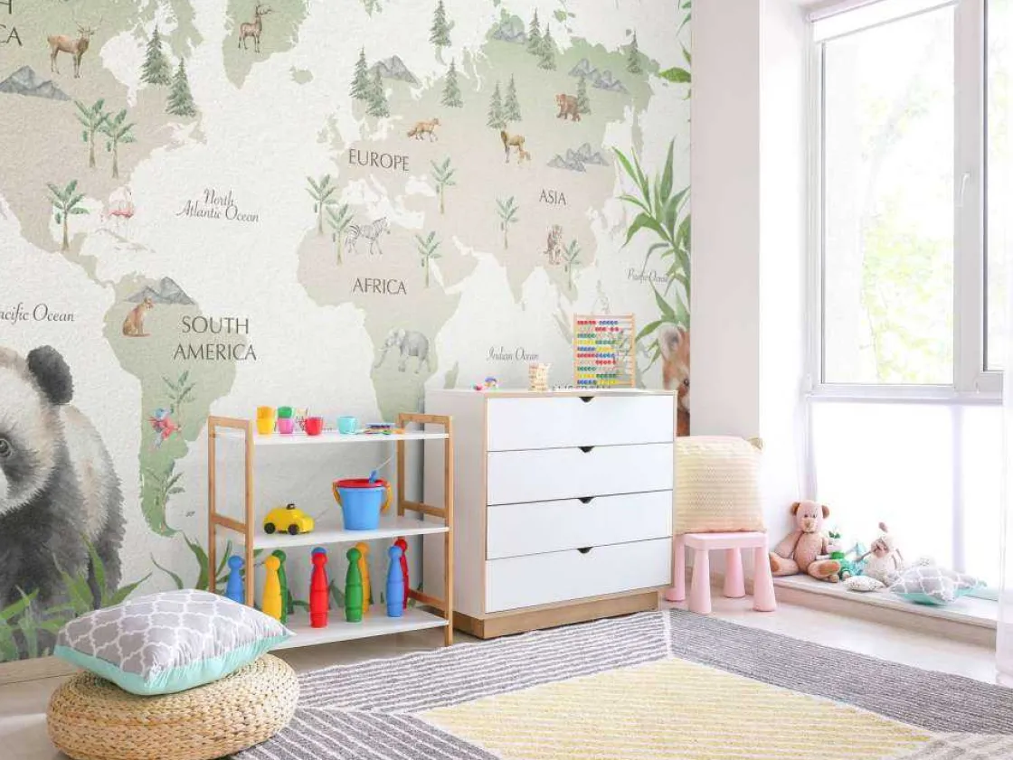 wereldkaart_met_bamboe_en_7.webp Fashion Wereldkaart met bamboe en panda's Kinderkamer