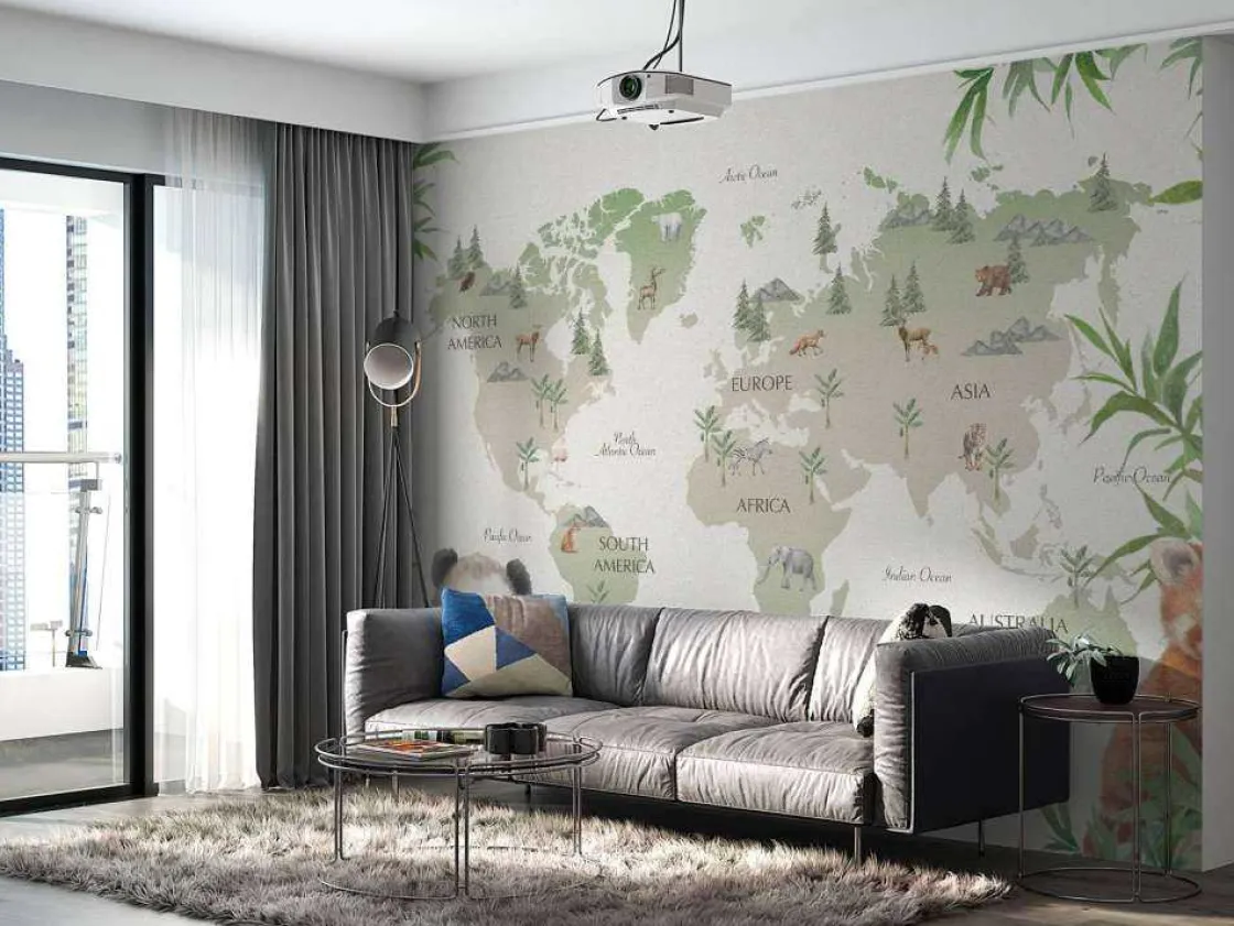 wereldkaart_met_bamboe_en_9.webp Fashion Wereldkaart met bamboe en panda's Kinderkamer