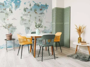 Hot Wereldkaart met golven en dieren Kinderkamer