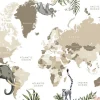Outlet Wereldkaart met jungle dieren Kinderkamer