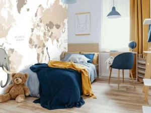 Outlet Wereldkaart met jungle dieren Kinderkamer