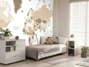 Outlet Wereldkaart met jungle dieren Kinderkamer