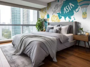 Clearance Wereldkaart met luchtballonnen fotobehang Kinderkamer | Babykamer