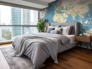 New Wereldkaart met namen fotobehang Architectuur