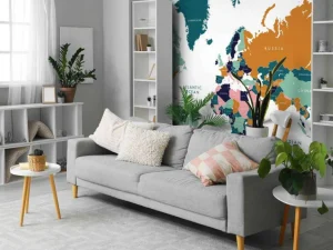 Hot Wereldkaart met oceaan dieren Kinderkamer