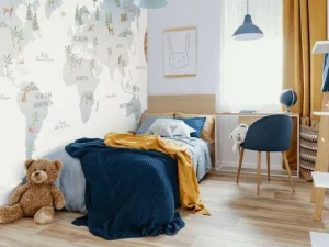 Outlet Wereldkaart met planeten Kinderkamer