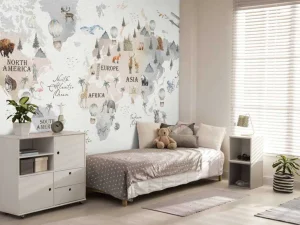 Sale Wereldkaart met verschillende dieren Kinderkamer