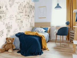 Discount Wereldkaart met verschillende dieren off-white Kinderkamer