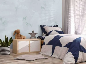 Hot Wereldkaart sketch blauw Kinderkamer | Dieren