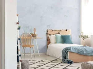 Hot Wereldkaart sketch blauw Kinderkamer | Dieren