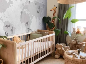 Discount Wereldkaart sketch grijs Kinderkamer | Dieren