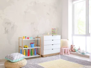 Hot Wereldkaart sketch groen Kinderkamer | Dieren