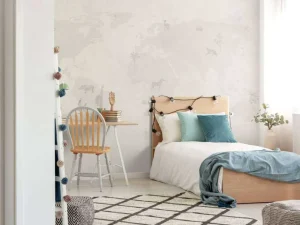 Hot Wereldkaart sketch groen Kinderkamer | Dieren