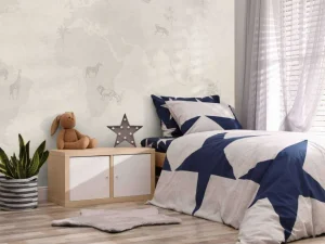 Hot Wereldkaart sketch groen Kinderkamer | Dieren