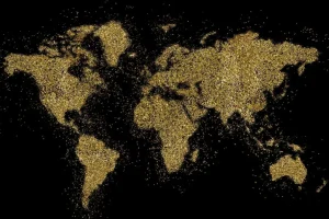 Best Wereldkaart van gouden glitters fotobehang Architectuur