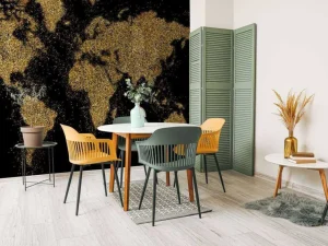 Best Wereldkaart van gouden glitters fotobehang Architectuur