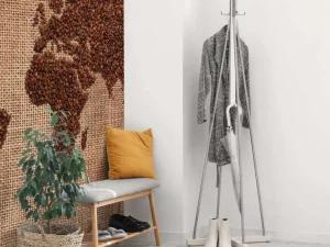 Online Wereldkaart van koffiebonen fotobehang Architectuur