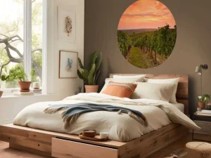 Fashion Wijngaard bij zonsondergang fotobehang Bloemen