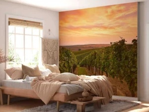 Fashion Wijngaard bij zonsondergang fotobehang Bloemen