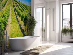 Outlet Wijngaard in de middag fotobehang Bloemen