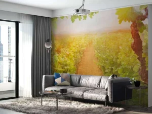 Best Wijngaard met druiven op de voorgrond fotobehang Bloemen