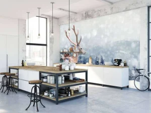 Fashion Winter Hert met Groen bos achtergrond fotobehang Dieren
