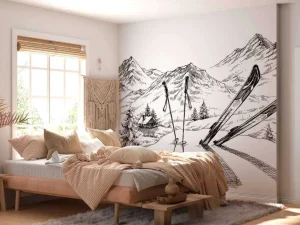 Clearance Wintersport tekening fotobehang Sport