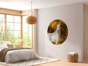 Sale Wit Paard in de Herfst fotobehang Bloemen