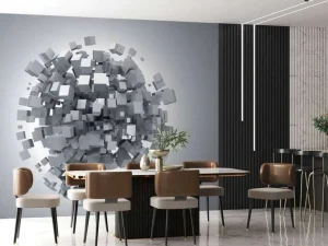Online Witte blokjes explosie fotobehang Computerkamer