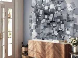Online Witte blokjes explosie fotobehang Computerkamer
